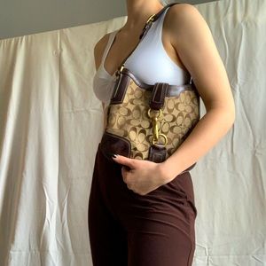 Coach Brown and Tan Shoulder Bag